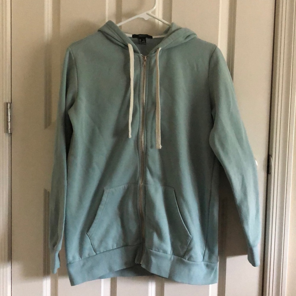 Oversized teal zip up